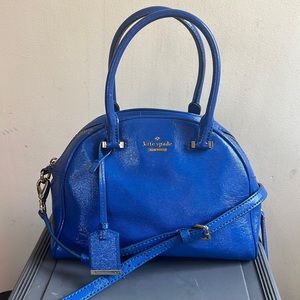 Blue Small Kate Spade crossbody tote . Patten Leather